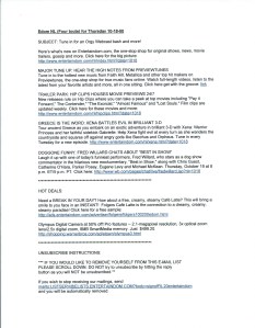 Warner Bros. Online Newsletter for Entertaindom Website