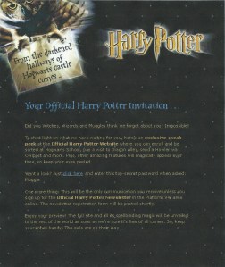 First Official Harry Potter Newsletter